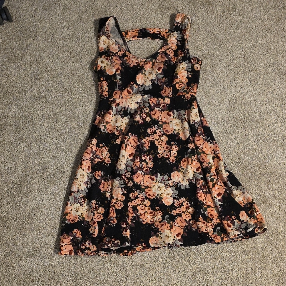 Floral Black and Pink Women's Dress
